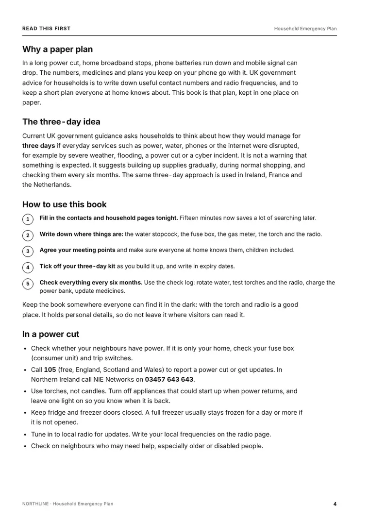 What to do: flooding, gas, leaving home page