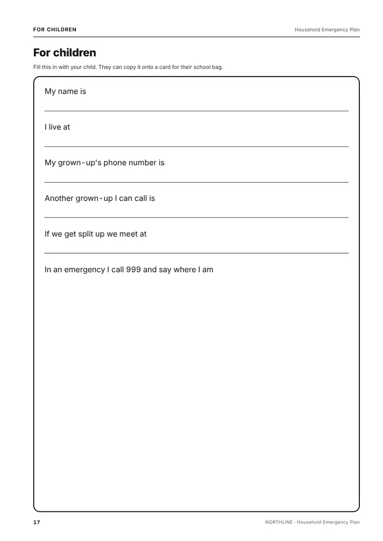 A card for the children page